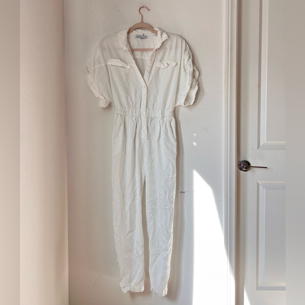 Young‎ Fabulous & Broke White Tencel Short Sleeve Utility Jumpsuit Women's XS
